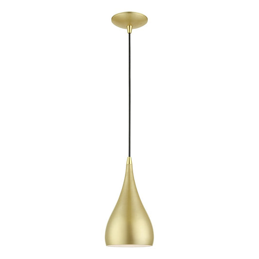 Livex Amador 1 Light Mini Pendant, Soft Gold/Brass/Soft Gold/White