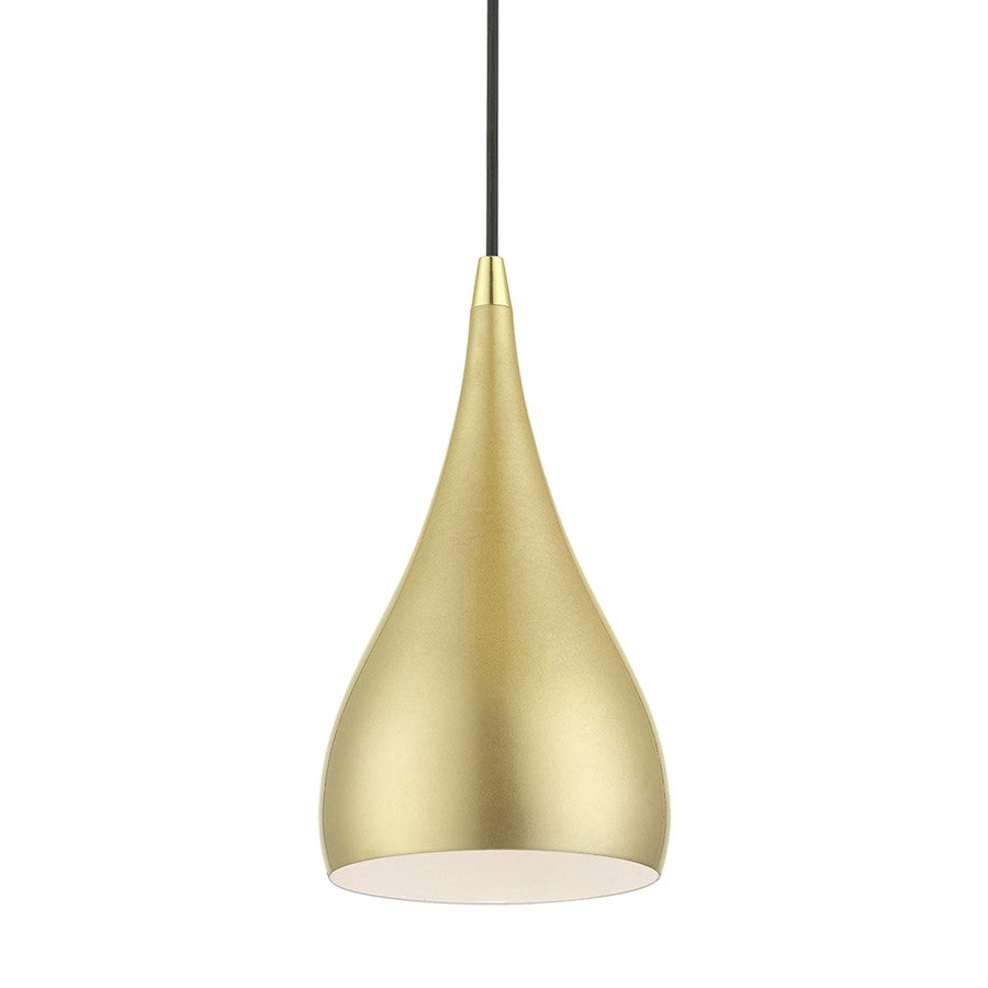 Livex Amador 1 Light Mini Pendant, Soft Gold/Brass/Soft Gold/White