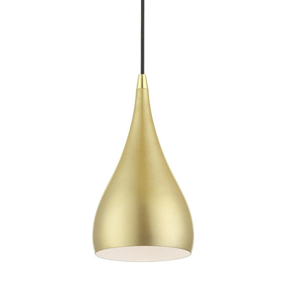 Livex Amador 1 Light Mini Pendant, Soft Gold/Brass/Soft Gold/White