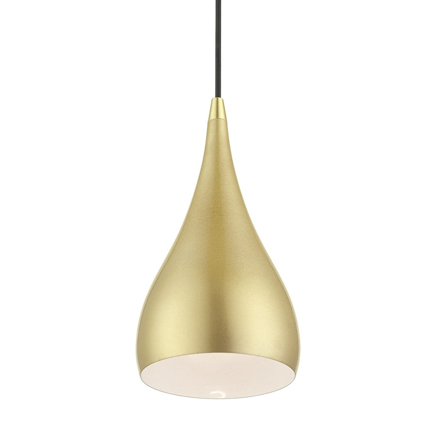 Livex Amador 1 Light Mini Pendant, Soft Gold/Brass/Soft Gold/White