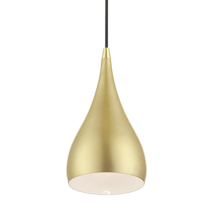 Livex Amador 1 Light Mini Pendant, Soft Gold/Brass/Soft Gold/White