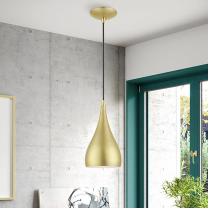 Livex Amador 1 Light Mini Pendant, Soft Gold/Brass/Soft Gold/White