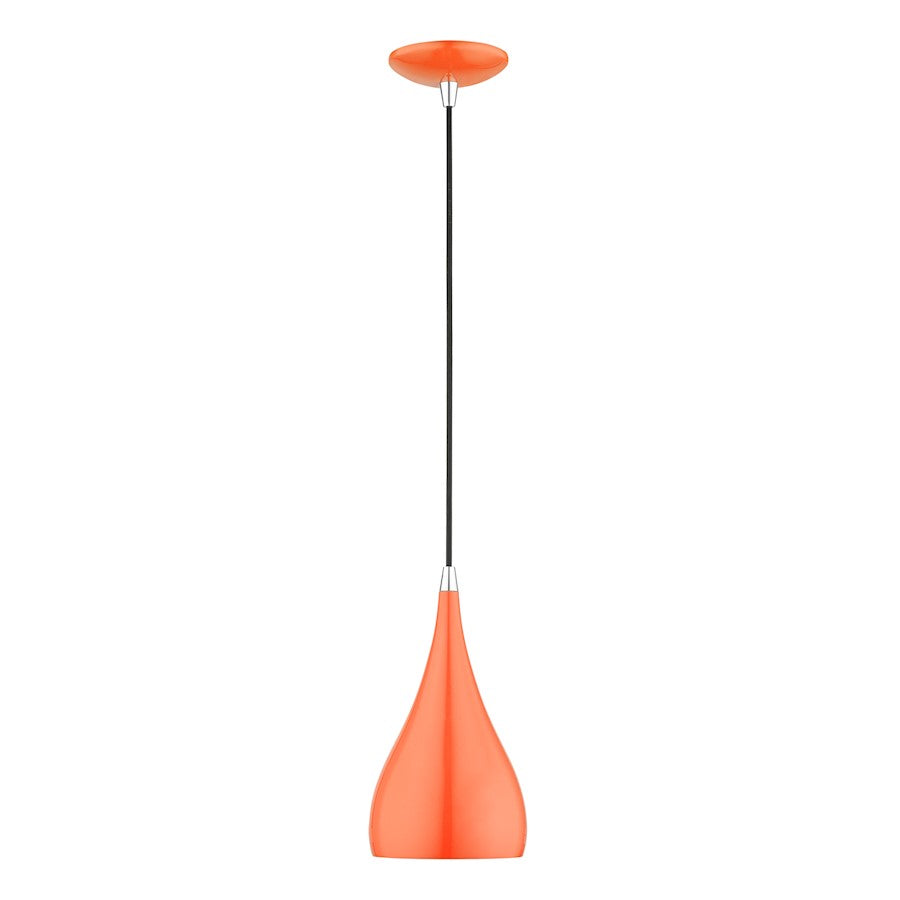 Livex Amador 1 Light Mini Pendant, Orange/Chrome/White