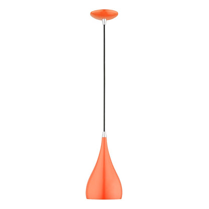 Livex Amador 1 Light Mini Pendant, Orange/Chrome/White
