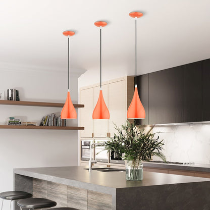 Livex Amador 1 Light Mini Pendant, Orange/Chrome/White