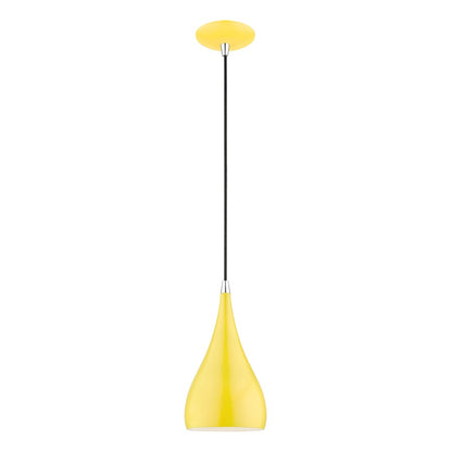 Livex Amador 1 Light Mini Pendant, Yellow/Chrome/White