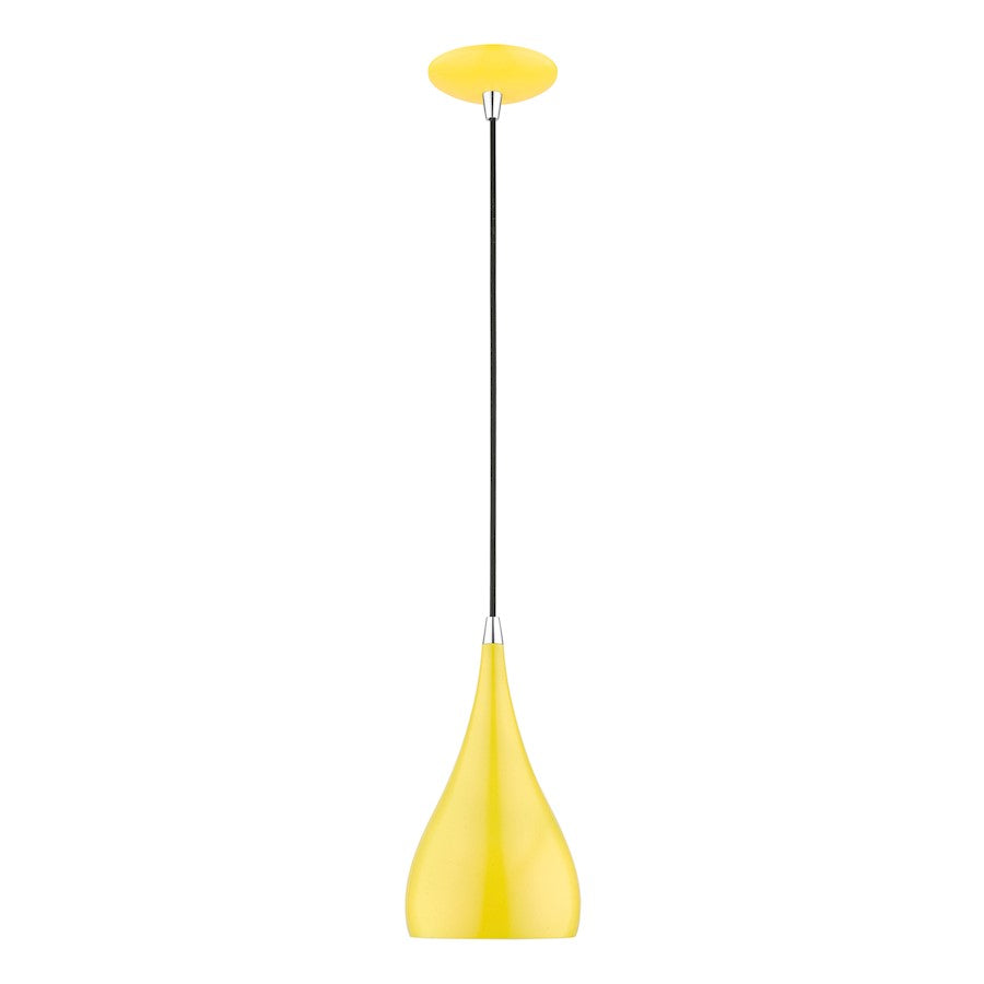 Livex Amador 1 Light Mini Pendant, Yellow/Chrome/White