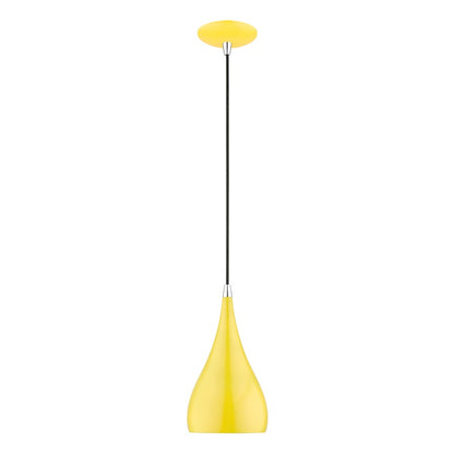 Livex Amador 1 Light Mini Pendant, Yellow/Chrome/White