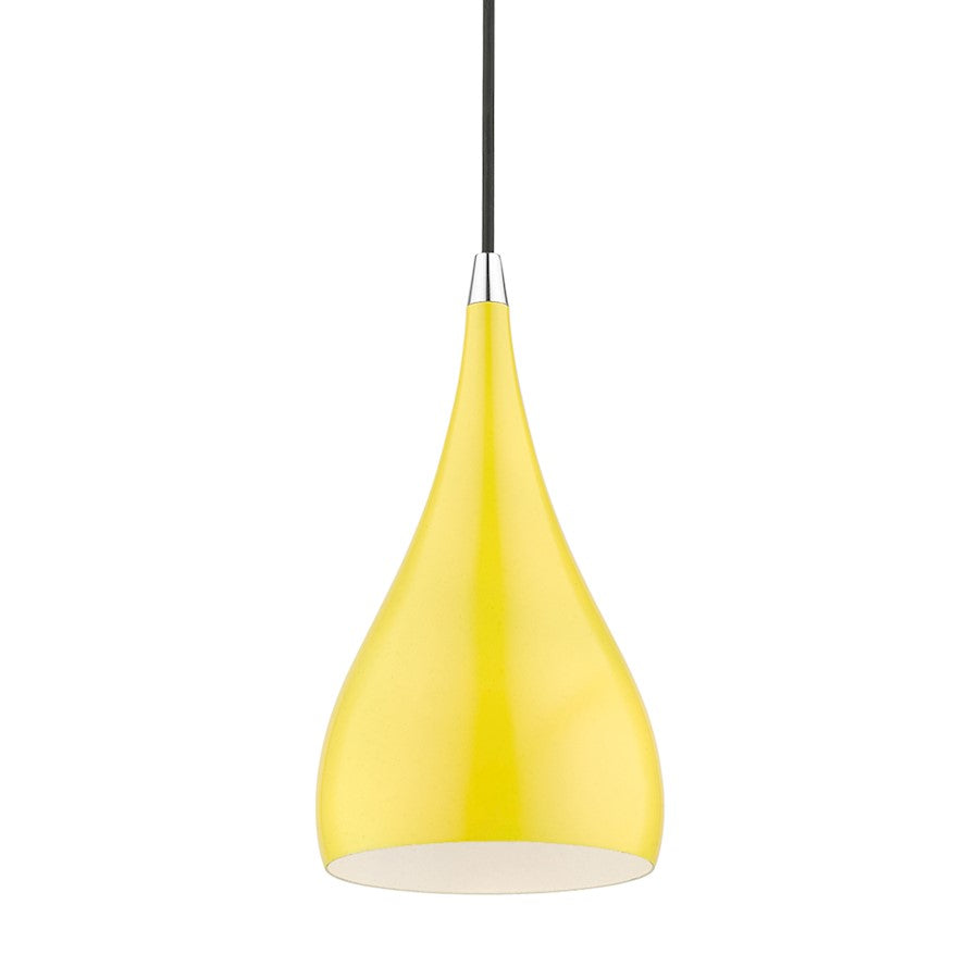 Livex Amador 1 Light Mini Pendant, Yellow/Chrome/White