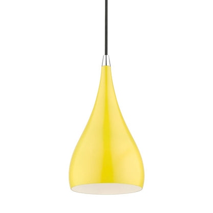 Livex Amador 1 Light Mini Pendant, Yellow/Chrome/White