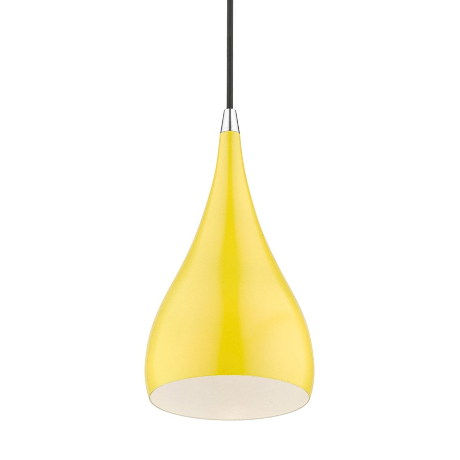 Livex Amador 1 Light Mini Pendant, Yellow/Chrome/White