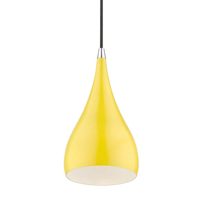 Livex Amador 1 Light Mini Pendant, Yellow/Chrome/White