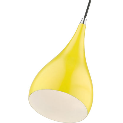 Livex Amador 1 Light Mini Pendant, Yellow/Chrome/White