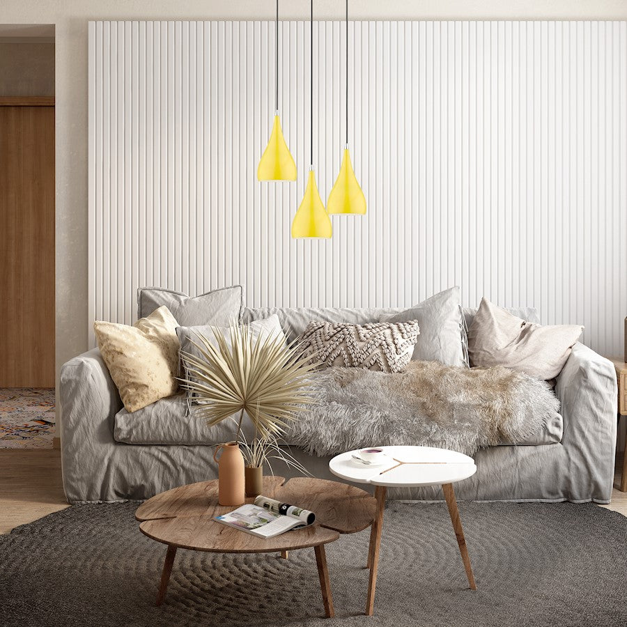 Livex Amador 1 Light Mini Pendant, Yellow/Chrome/White