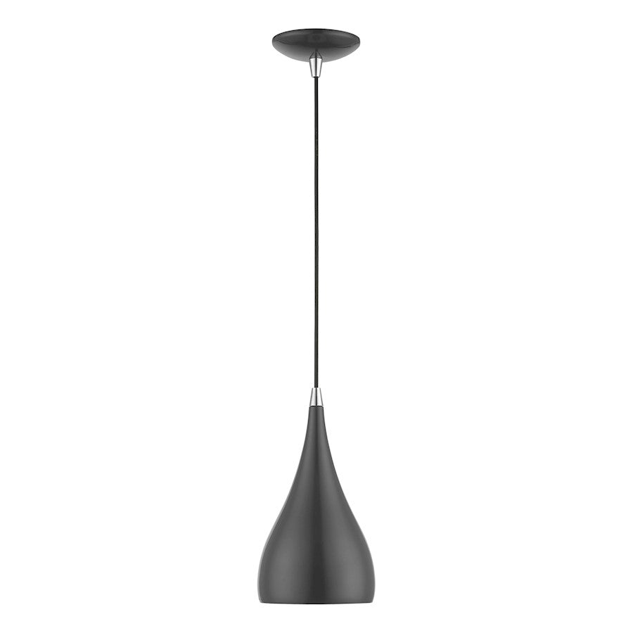 Livex Amador 1 Light Mini Pendant, Gray/Chrome/Gray Aluminum