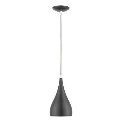 Livex Amador 1 Light Mini Pendant, Gray/Chrome/Gray Aluminum