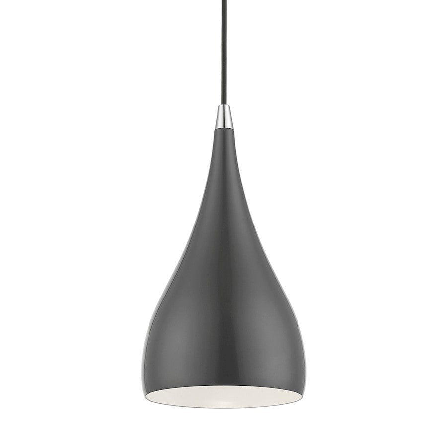 Livex Amador 1 Light Mini Pendant, Gray/Chrome/Gray Aluminum