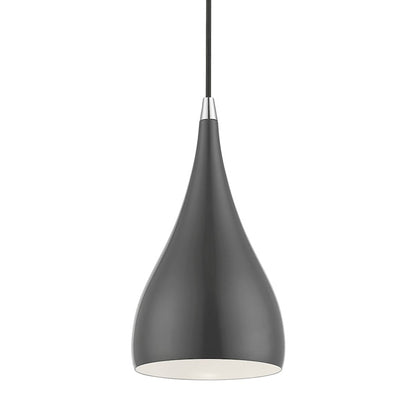 Livex Amador 1 Light Mini Pendant, Gray/Chrome/Gray Aluminum