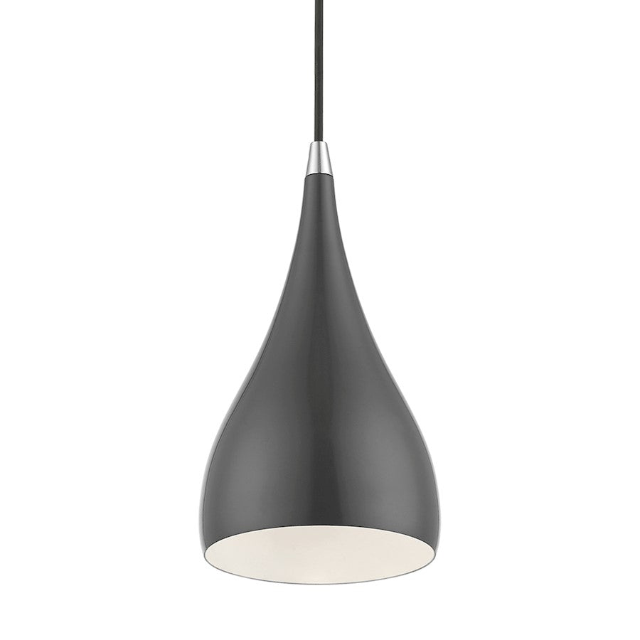 Livex Amador 1 Light Mini Pendant, Gray/Chrome/Gray Aluminum