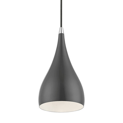 Livex Amador 1 Light Mini Pendant, Gray/Chrome/Gray Aluminum