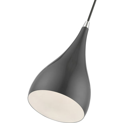 Livex Amador 1 Light Mini Pendant, Gray/Chrome/Gray Aluminum