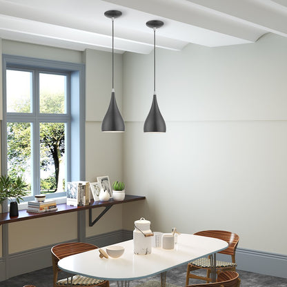 Livex Amador 1 Light Mini Pendant, Gray/Chrome/Gray Aluminum