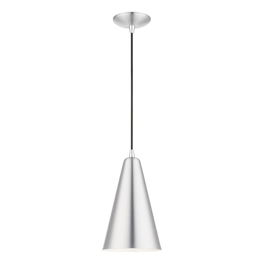 Livex Dulce 1 Light Mini Pendant, Aluminum/CH/Aluminum Metal/WH