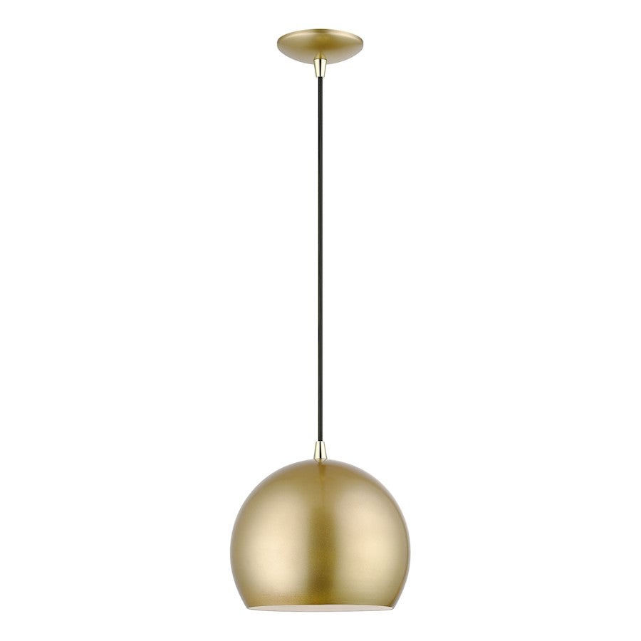 Livex Piedmont 1 Light Pendant, Gold/Brass/Soft Gold/White