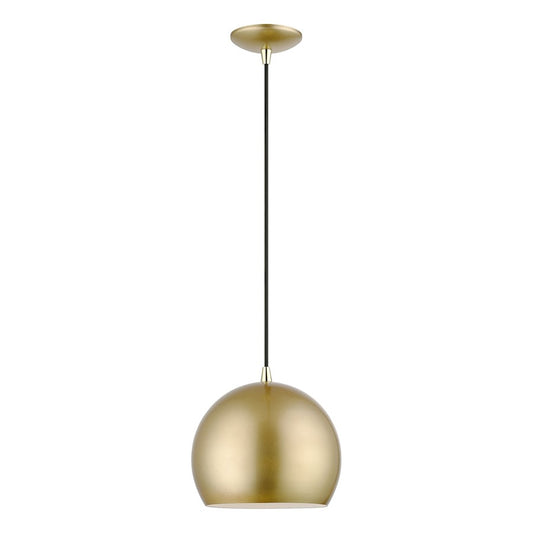 Livex Piedmont 1 Light Pendant, Gold/Brass/Soft Gold/White