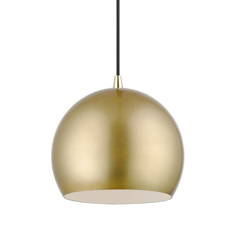 Livex Piedmont 1 Light Pendant, Gold/Brass/Soft Gold/White