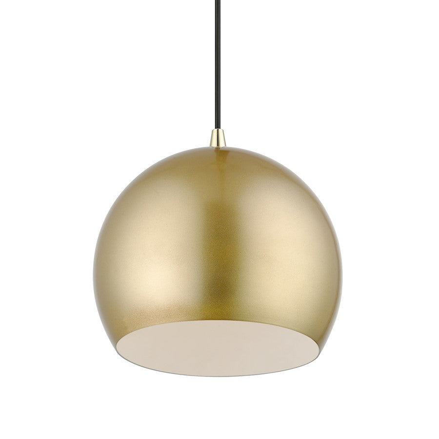 Livex Piedmont 1 Light Pendant, Gold/Brass/Soft Gold/White