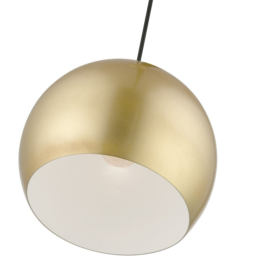 Livex Piedmont 1 Light Pendant, Gold/Brass/Soft Gold/White