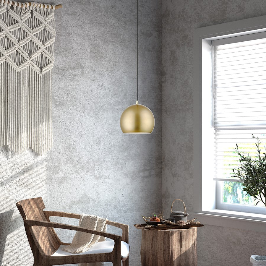 Livex Piedmont 1 Light Pendant, Gold/Brass/Soft Gold/White