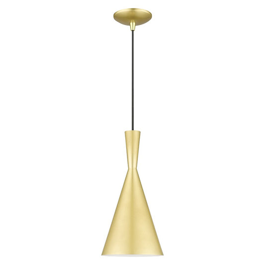 Livex Waldorf 1 Light Double Cone Pendant, Gold/Brass/Gold/White