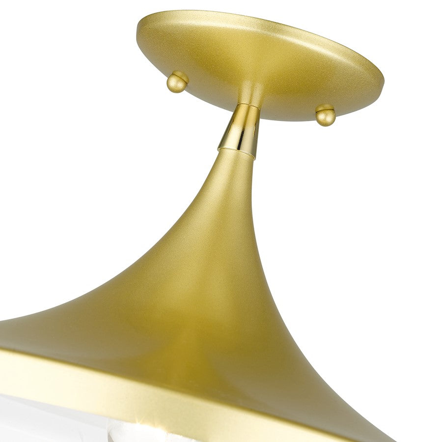 Livex Waldorf 1 Light Semi- Flush Mount, Gold/Brass/White Inside