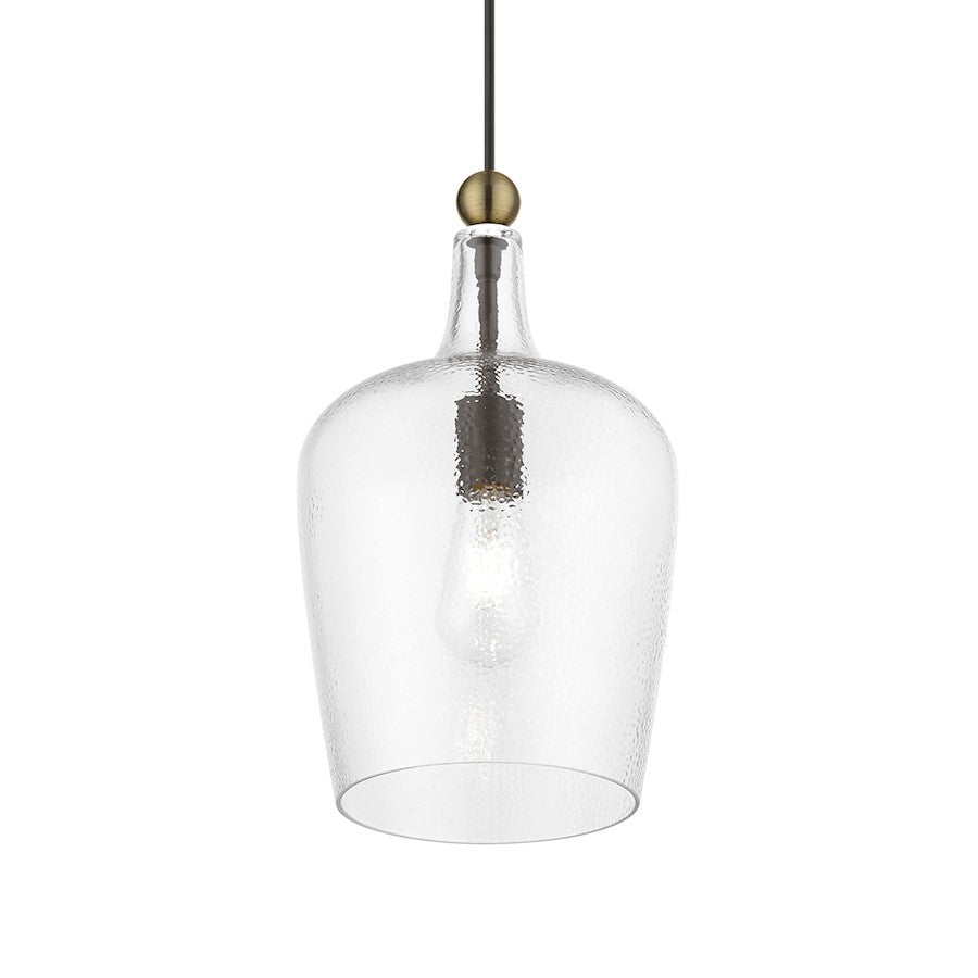 Livex Avery 1 Light Single Pendant, Bronze/Antique Brass/Clear Water