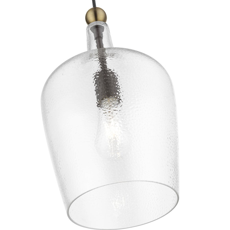 Livex Avery 1 Light Single Pendant, Bronze/Antique Brass/Clear Water