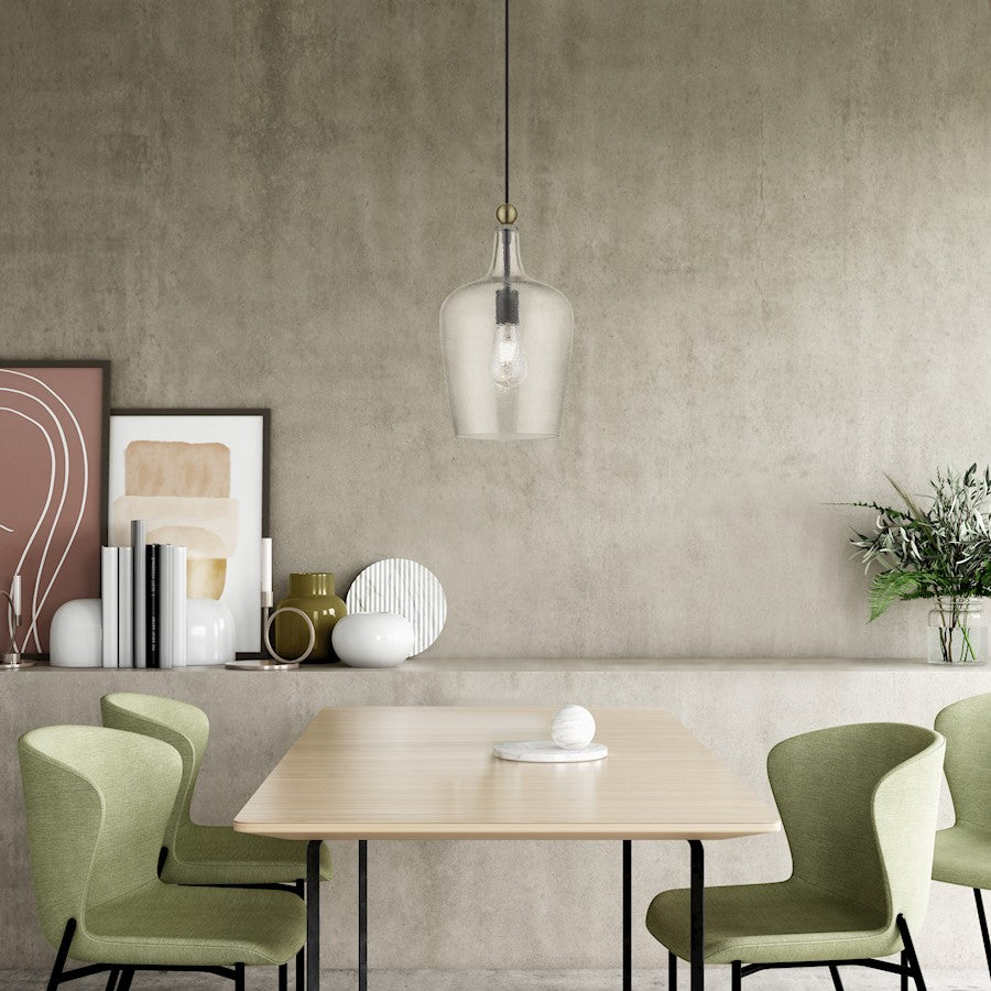 Livex Avery 1 Light Single Pendant, Bronze/Antique Brass/Clear Water