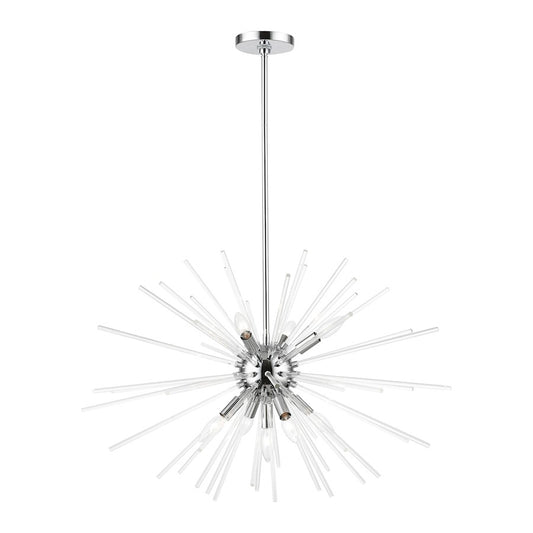 Livex Utopia 9 Light Large Pendant Chandelier, Chrome/Clear Rods