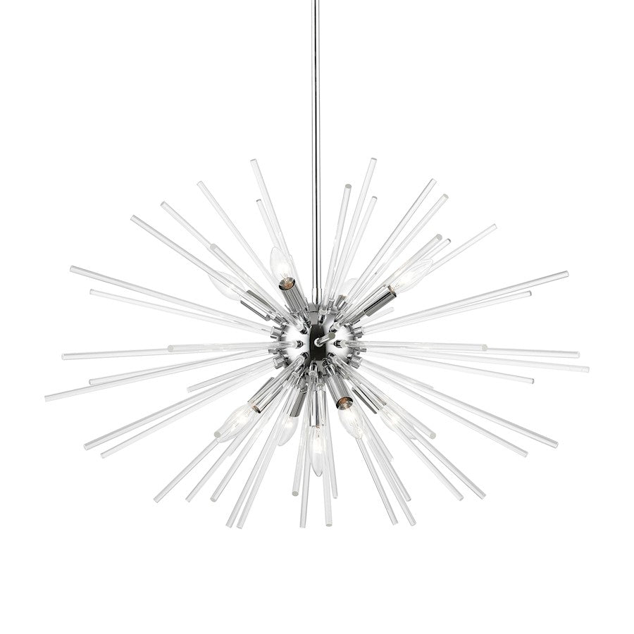 Livex Utopia 9 Light Large Pendant Chandelier, Chrome/Clear Rods