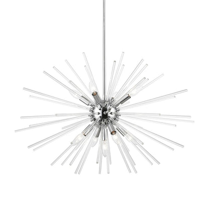 Livex Utopia 9 Light Large Pendant Chandelier, Chrome/Clear Rods