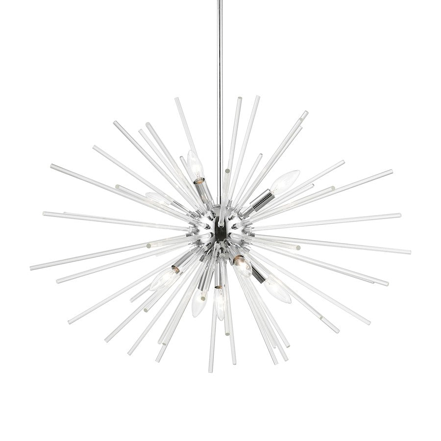 Livex Utopia 9 Light Large Pendant Chandelier, Chrome/Clear Rods
