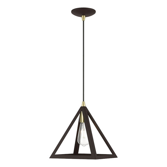 Livex Pinnacle 1 Light Pendant, Bronze/Antique Brass/Bronze Metal