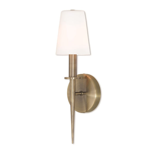 Livex Witten 1 Light Wall Sconce in Antique Brass, 4.25"w x 14.5"h