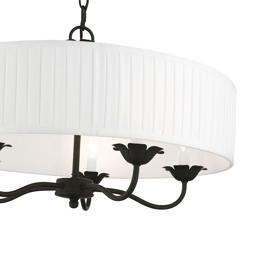 Livex Edinburgh 5 Light Pendant Chandelier, Black/Off-White/White