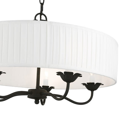 Livex Edinburgh 5 Light Pendant Chandelier, Black/Off-White/White