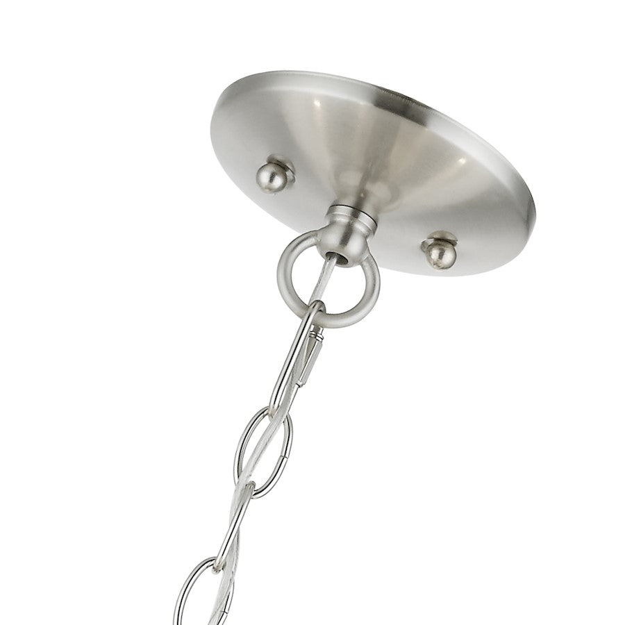 Livex Edinburgh 5 Light Pendant Chandelier, Nickel/Off-White/White