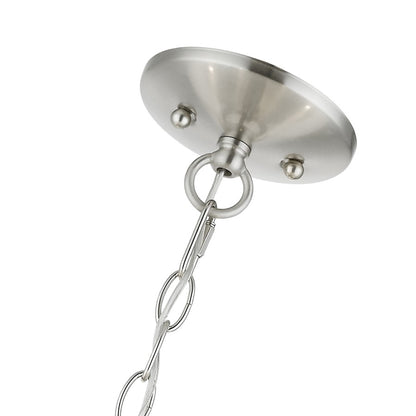 Livex Edinburgh 5 Light Pendant Chandelier, Nickel/Off-White/White