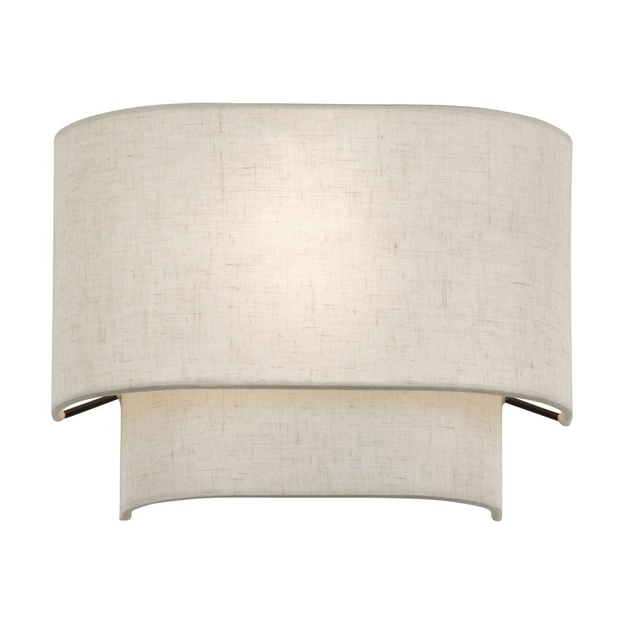 Livex Manorwood 1Lt ADA 11" Sconce, Bronze/Oatmeal/White