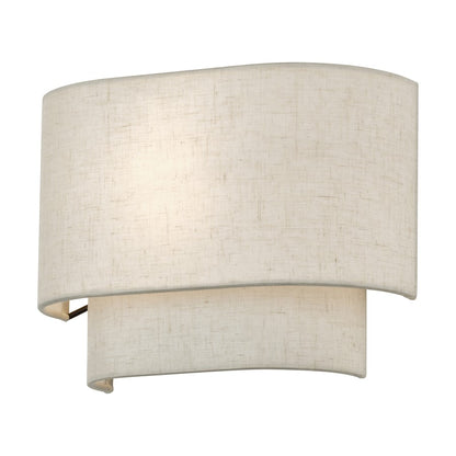 Livex Manorwood 1Lt ADA 11" Sconce, Bronze/Oatmeal/White